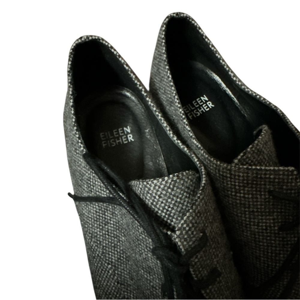 Eileen Fisher Eddy Platform Shoes Black/Gray Tweed Lace-Up Women’s Size 10 - Picture 7 of 7